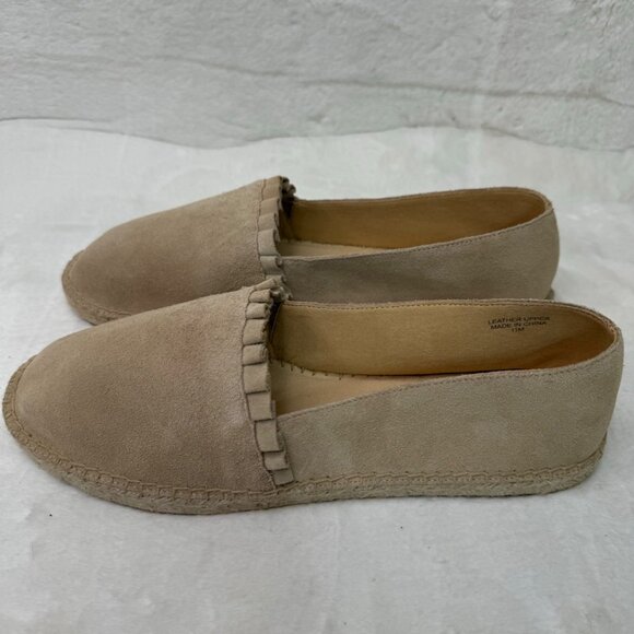 Talbots Womens Beige Suede Leather Espadrille Flats Size 11M - Picture 2 of 8